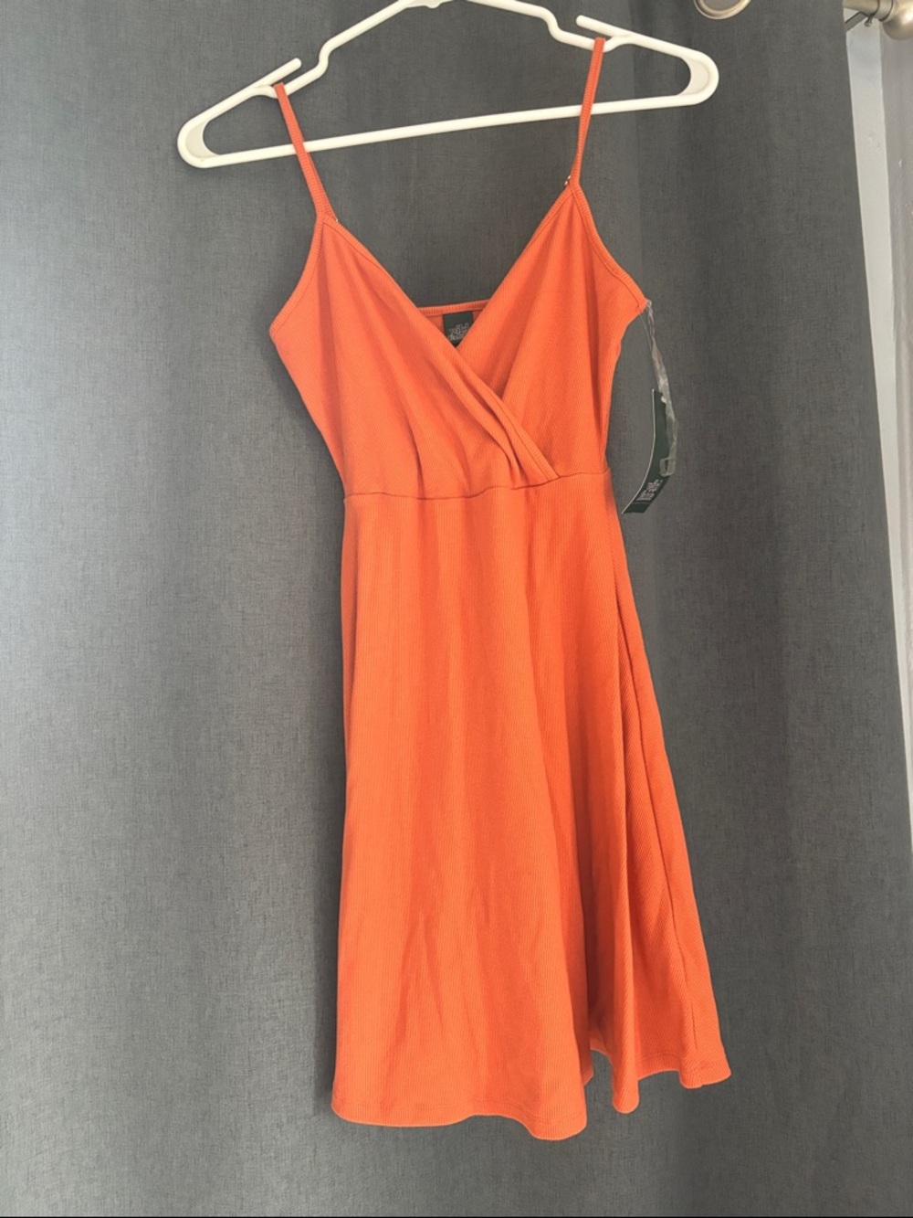 wild fable Orange V‑Neck Spaghetti Strap Mini Dress